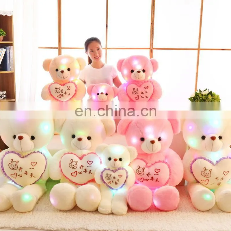 Wholesale Four Colors 30cm,50cm,80cm Teddy Bear Stuffed Plush Shining LED Light Up Lighting electronic Soft Toys