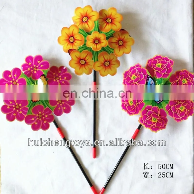 Wholesale cheap plastic pinwheel flower windmill toy with butterfly