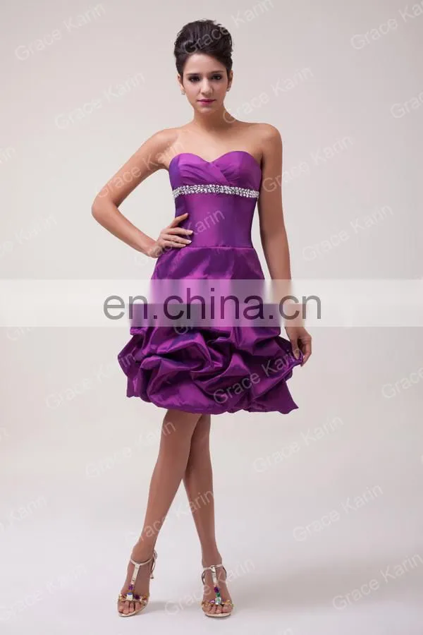 Grace Karin Girls Beautiful Sexy Off Shoulder Sweetheart Neckline Short Puffy Purple Cocktail Dresses CL3143