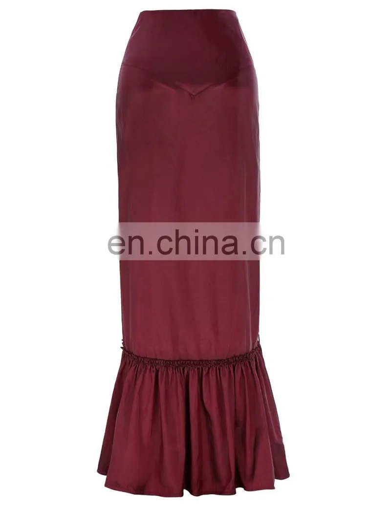 Belle Poque Women's Vintage Retro Gothic Victorian Style N/T taffeta Ruched Long Wine Skirt BP000208-2