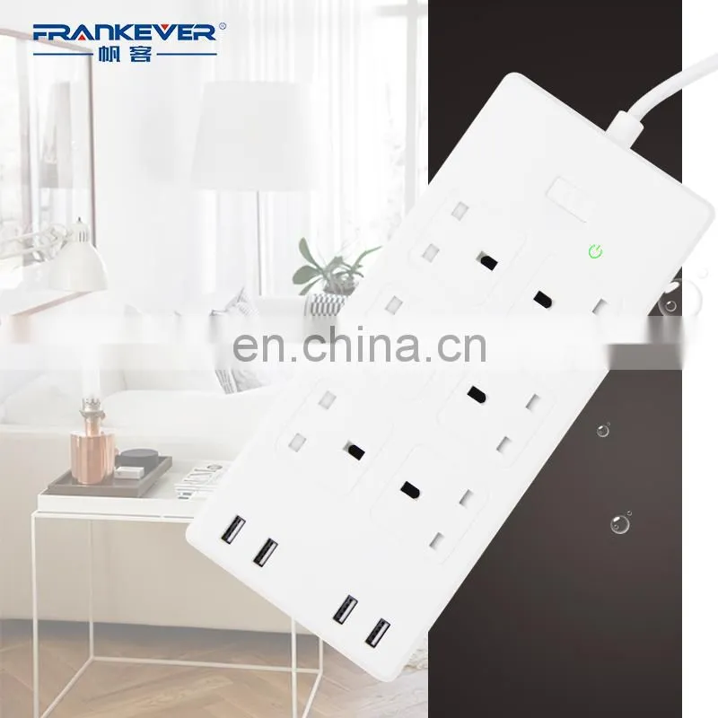 FRANKEVER iPhone Android Smartphone Control 6AC Electric Outlets WiFi Smart White Power Strip With 4 USB Charging Ports
