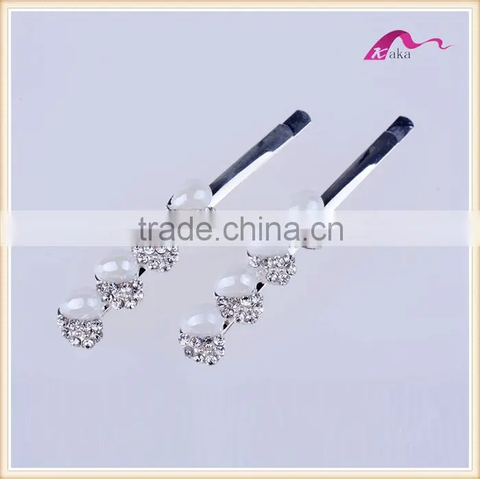Yiwu Factory Price Multi Colors Hair Grips Top Quality Metal Crystal Rhinestone Decoration Ceramic Beads Hair Clips