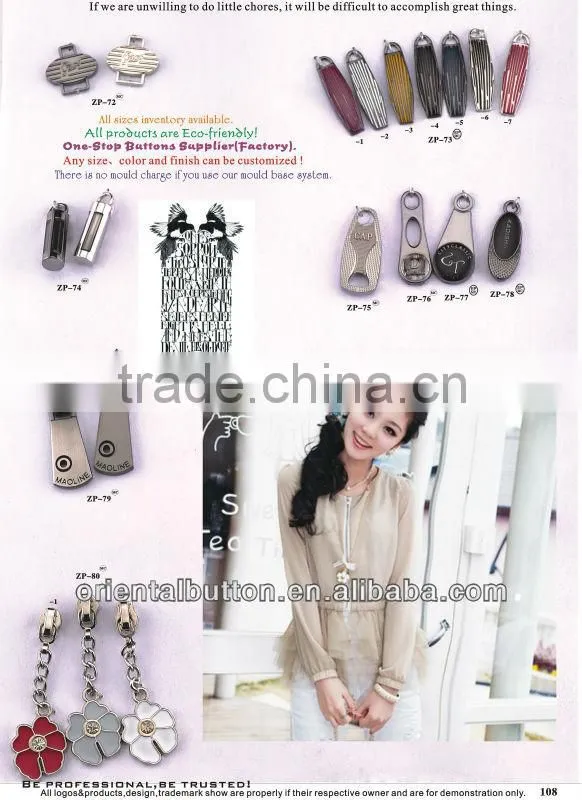 Shiny nickel metal alloy zipper pullers