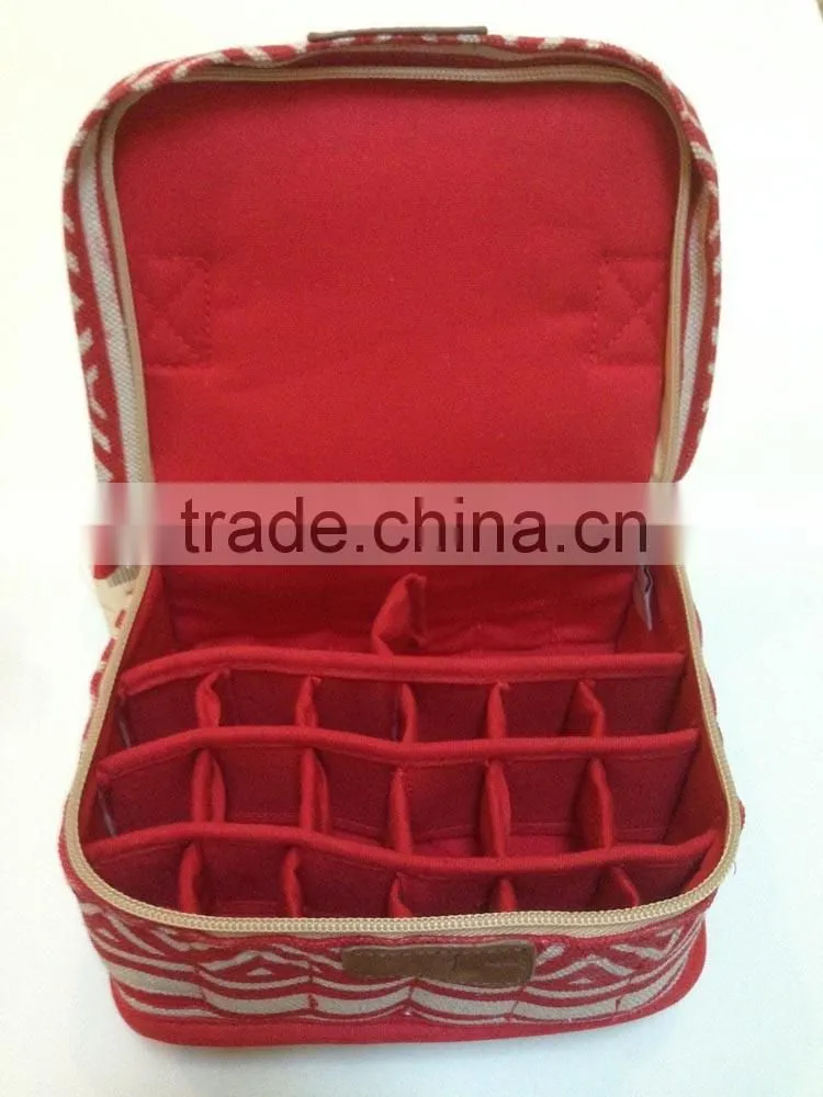 High qualityi red antique canvas essential oils case, printed canvas essential oil carrying bag,OEM red essential oil carry case