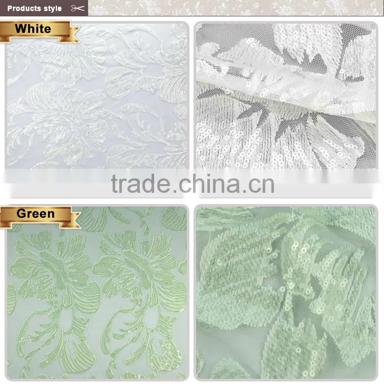 Latest fashion top quality 100%polyester different types of sequin embroidery fabric dresses for women
