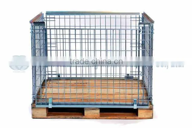 Galvanized metal foldable pallet mesh cages