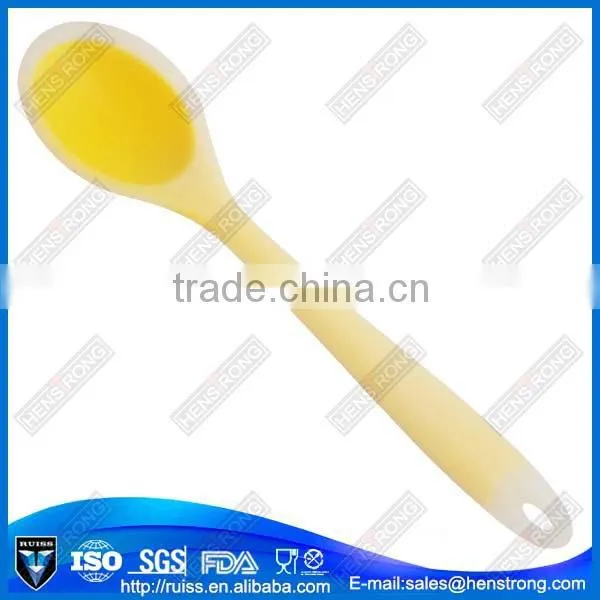 Pretty And Colorful Silicone Long Handle Plastic Kitchen Spoon