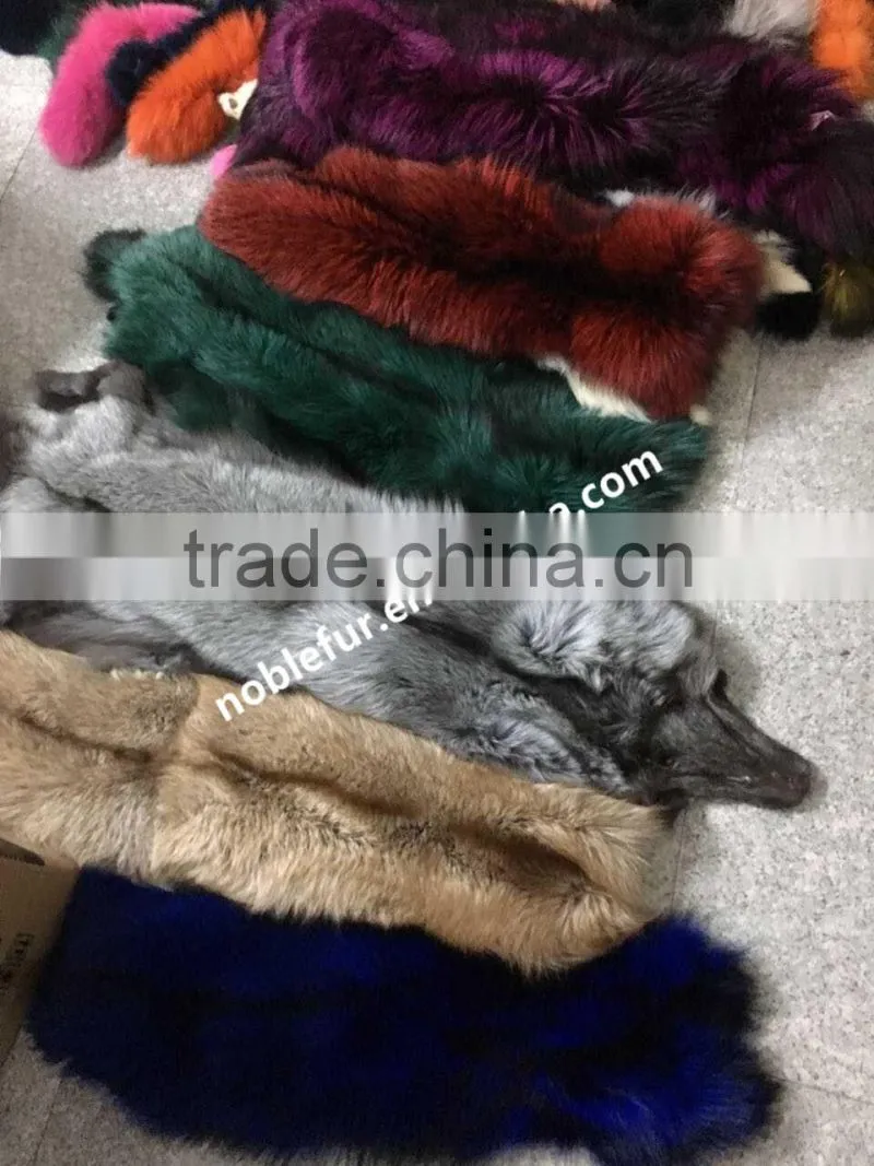 Factory China Plush winter Bright Real Fox fur blanket Fashion Dyed Raw skin color fox