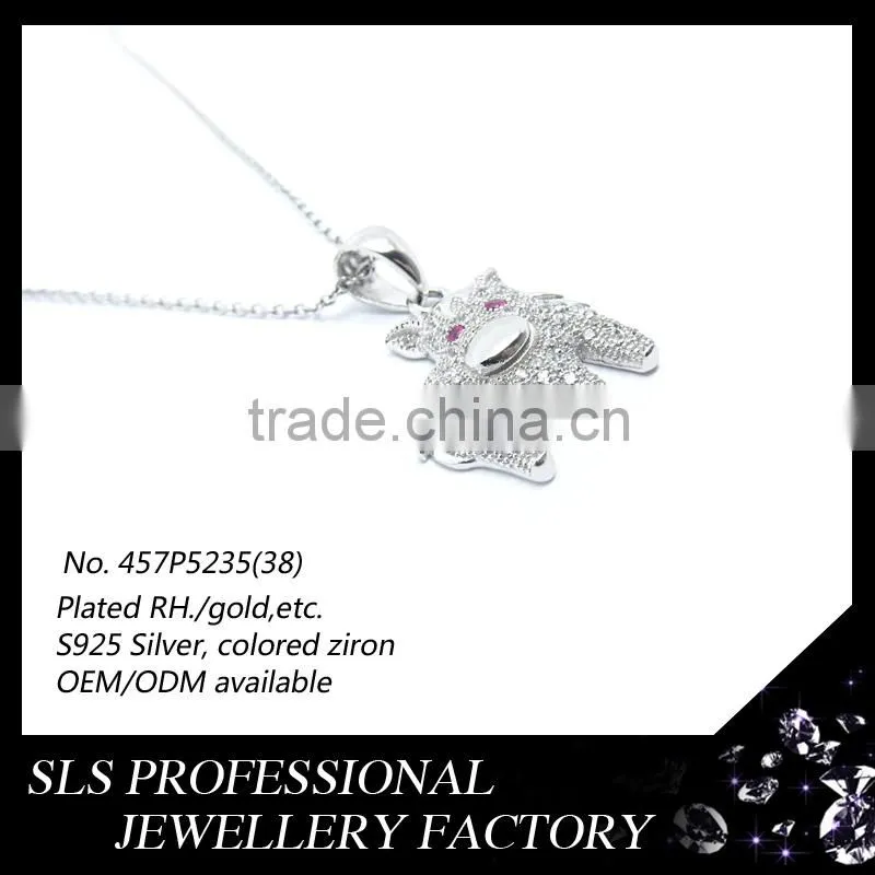 Wholesale designs donkey pendant 925 silver , rhodium plated necklace pendant for kids wear