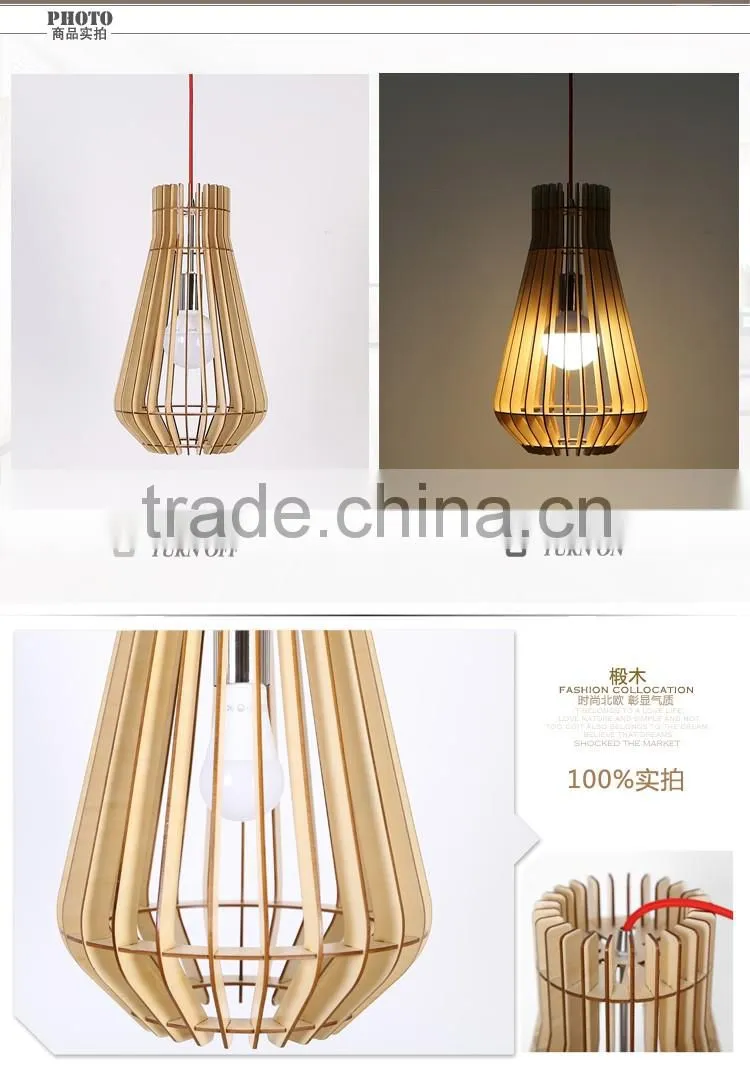 Wood pendant lighting for vintage home decor E27 JK-8005B-17 LED pendant Light