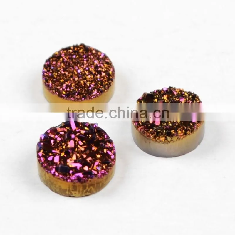 Cheap 10mm Round Purple Mauve Druzy Stones Cabochon Flat Back From Manufacture