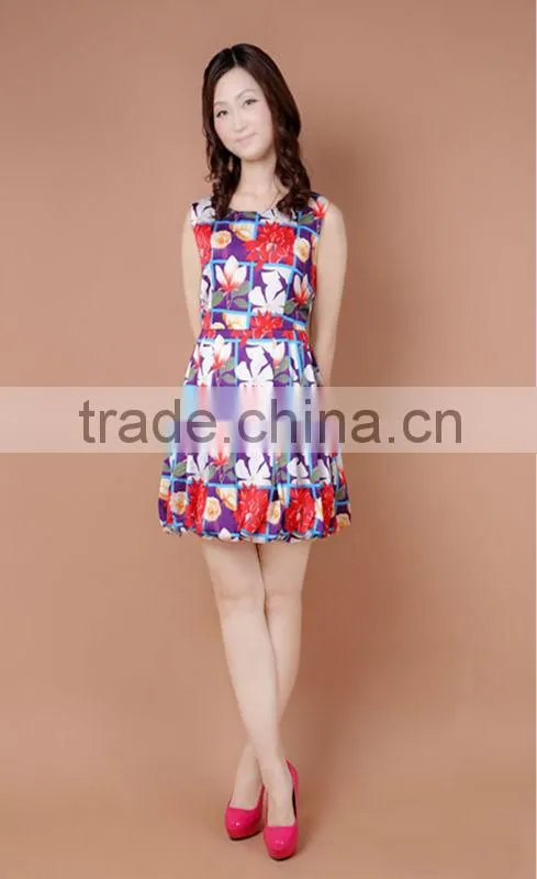 sleeveless woman pattern summer dress by dress manufacturer(Stock)