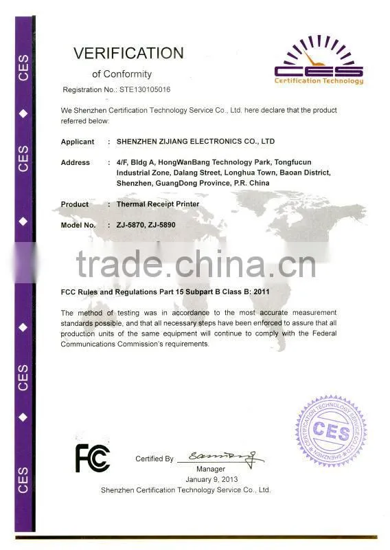 2013 portable bill printer/kiosk thermal printer