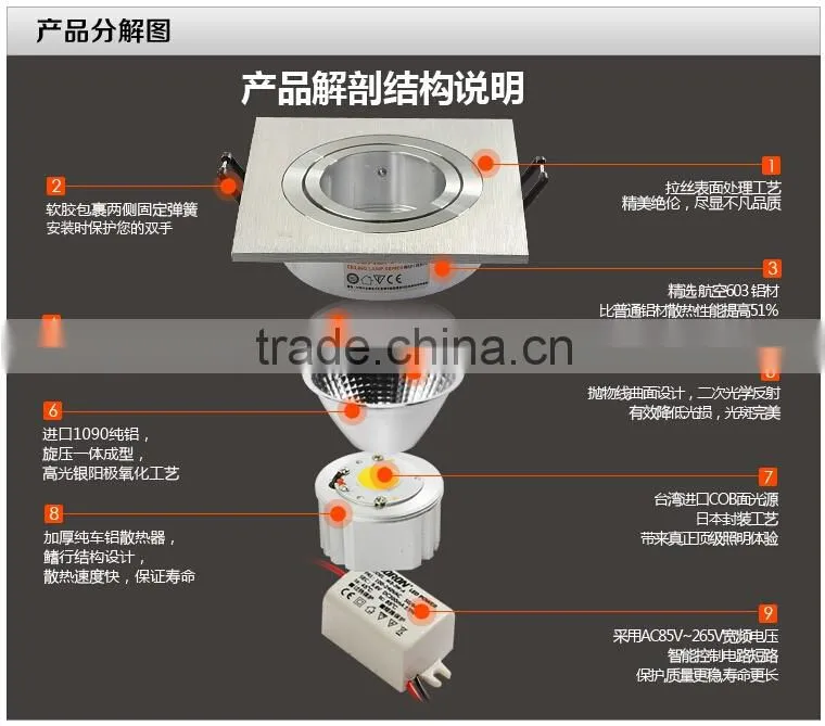 LED Ceiling Light 3w 5W 7w 10w 15w COB LED Grille Lamp LED Spot Lights Downlight