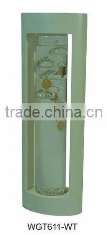 Galileo Thermometer with Wood Frame Purple