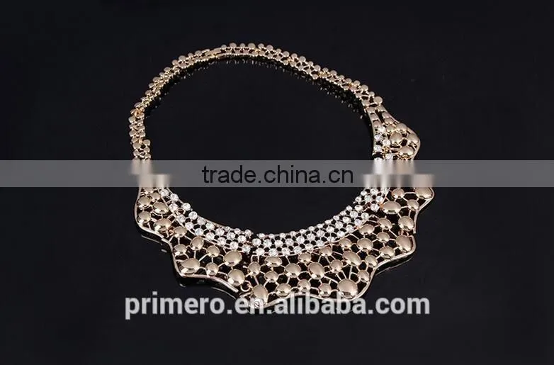 Inlaid Women Choker Crystal Rhinestones Design Bridal Jewelry Sets 4pcs/set Gold Necklace Accessories
