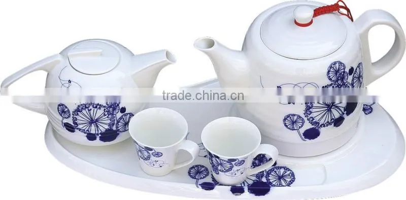 1.2L capacity OEM printing high temperature ceramic tea sets with cups and teapot