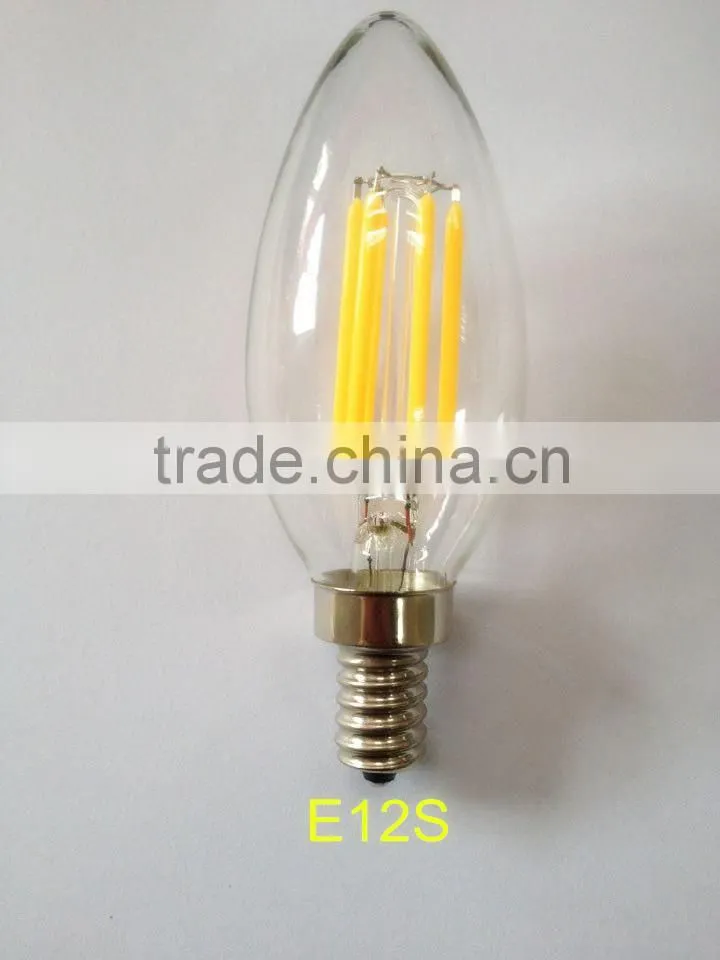 2015 ETL CE LED FILAMENT CANDLE LIGHT LED BULB E12S 2W 4W FULL SILICON GLASS 110V