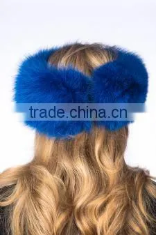 blue fox fur headband,fox fur accessories