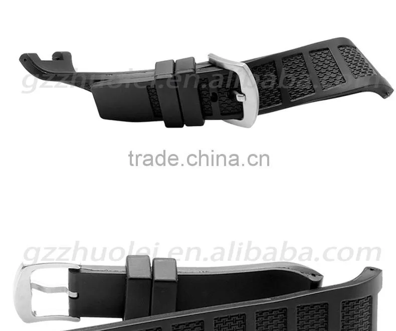 30*16mm waterproof black high quality rubber watch strap Wholesale 3PCS