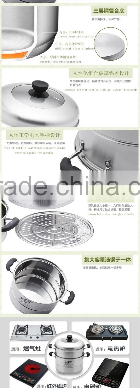 28cm visible stainless steel steam pot