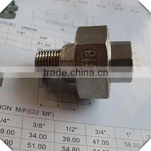 ss316 stainless steel threaded union fittings