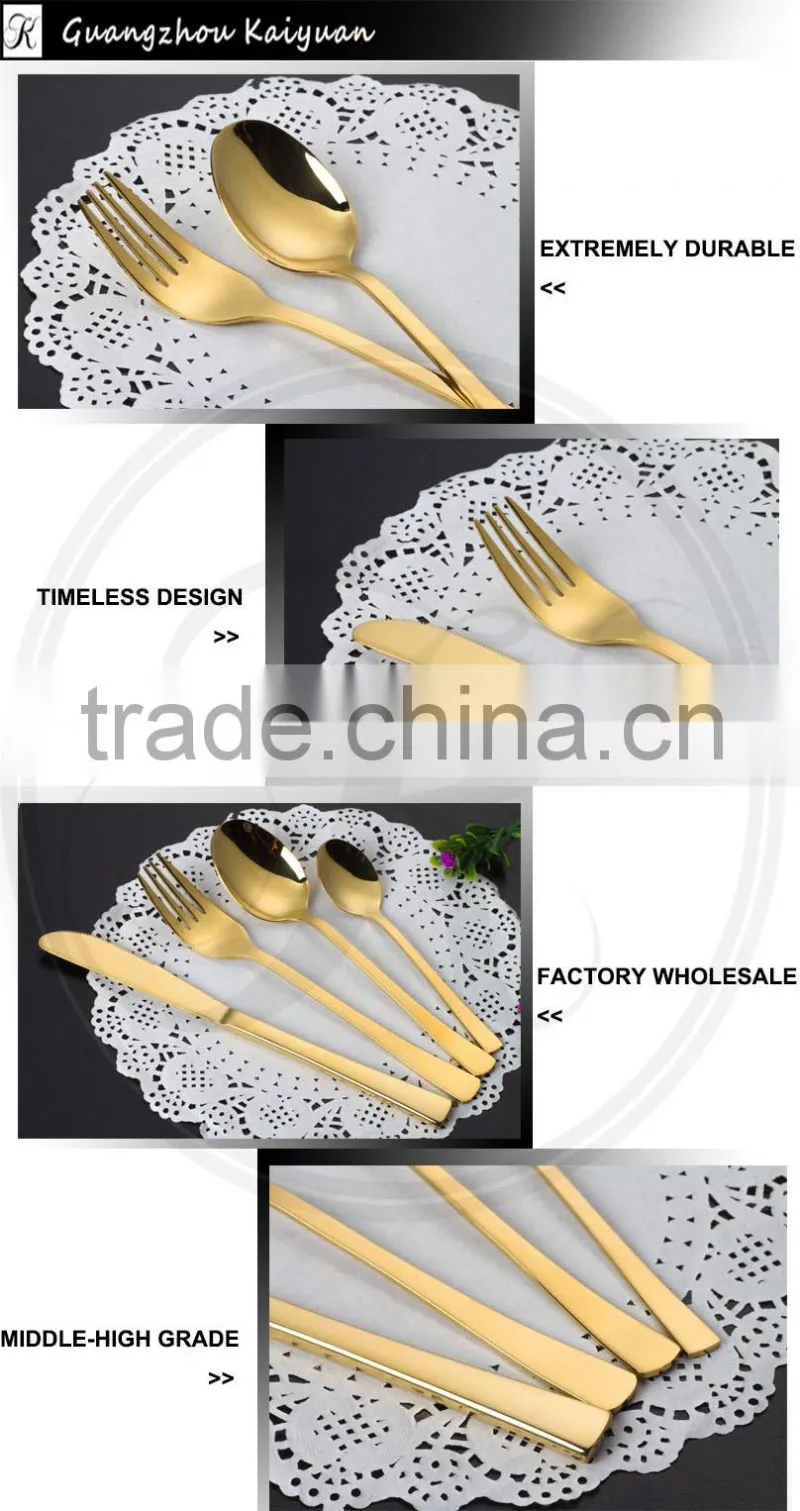 gold cutlery set,flatware set 4 pcs,fork spoon set