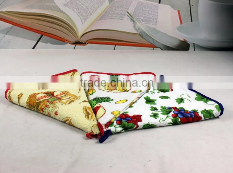china supply round type printing cotton kitchen towel with ties