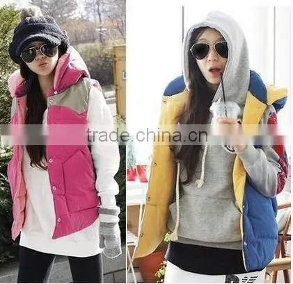 Vest female models fall and winter clothes thick cotton vest waistcoat jacket stitching quilted vest vest Hoodie