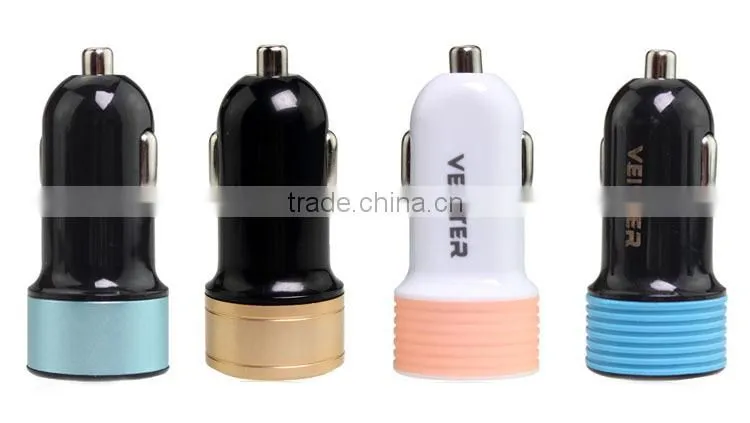 Custom car charger adapter portable car charger dual usb for mobile phone