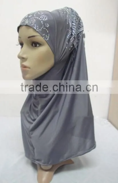 H310 latest instant hijab with lace and rhinestones,muslim scarf
