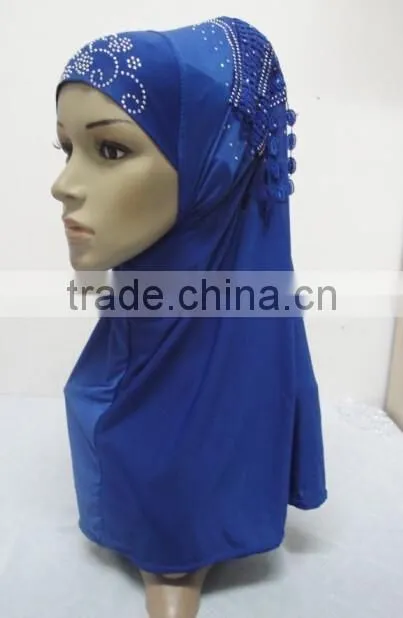 H310 latest instant hijab with lace and rhinestones,muslim scarf