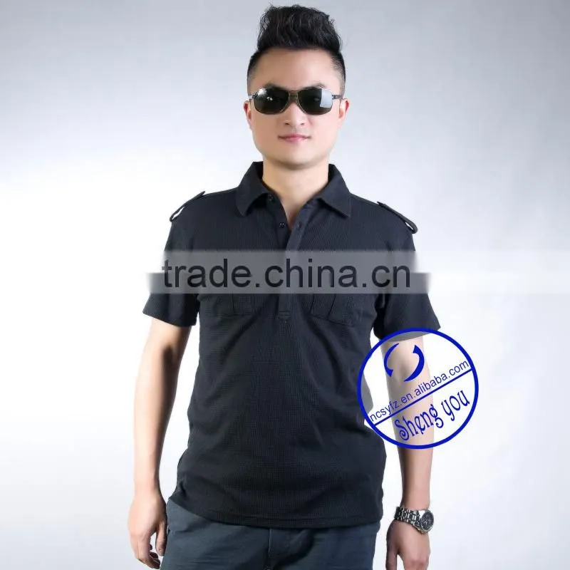 Custom walf checks fabric mens polo shirt design with epaulet and pockets