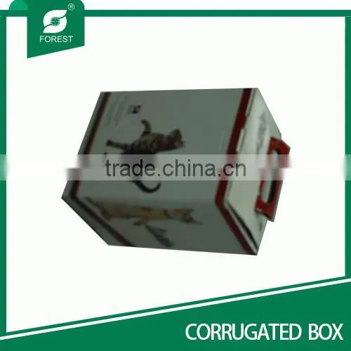 Corrugated pet cat display box with handle