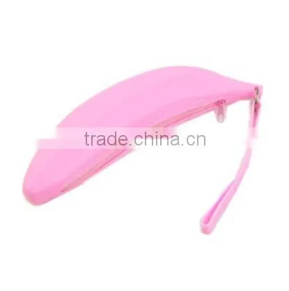 banana shaped portable zipper pencil bag