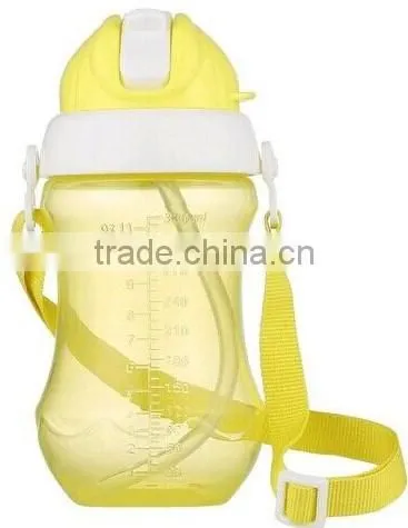 BPA free water drinking bottle for kids with sippy and ribbon
