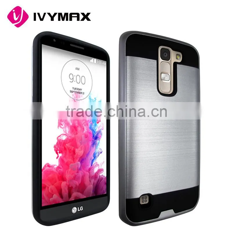 IVYMAX Factory Wholesale Dark Silver Brushed Metal Texture Cell Phone Case For LG Tribute 5 K7/MS330 Devices