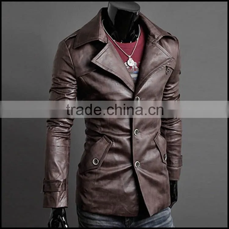 custom latest design leather jacket 100% Leather Jackets for Mens with long line
