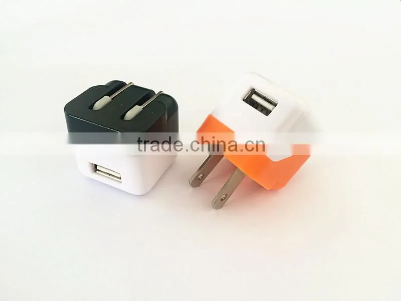 Customized colors univesal single USB US plug charger adapter 5V 1A for Smartphones