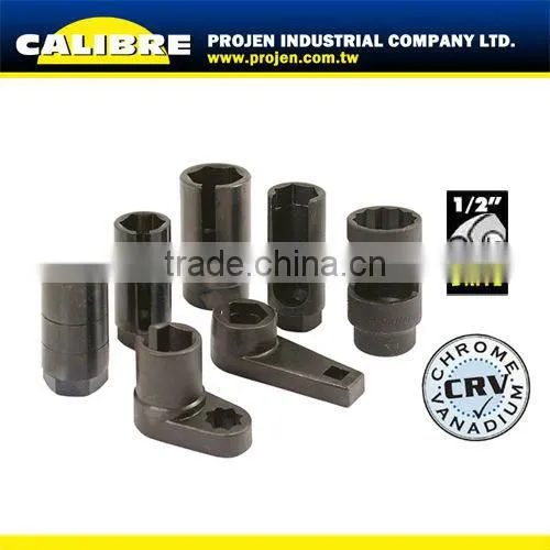 CALIBRE auto tool 7PC 1/2"drive 22, 27, 29mm oxygen sensor socket set