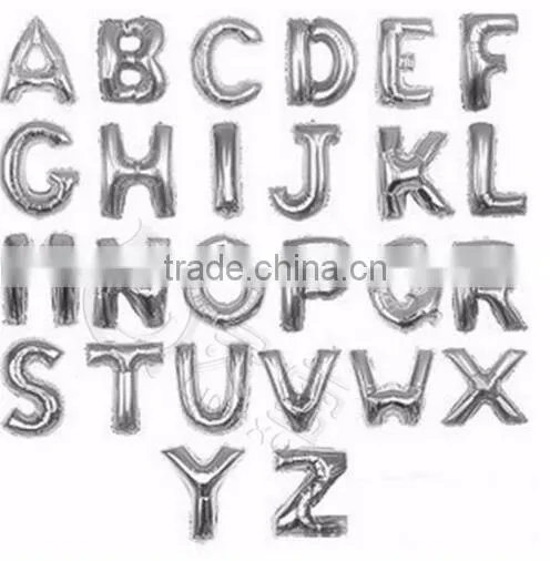 Gold and Silver Alphabet Balloons, Aluminium Foil Letter Balloons