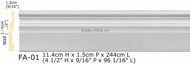 PU High Quality Good price beautiful decorative Polyurethane waterproof baseboard moldings