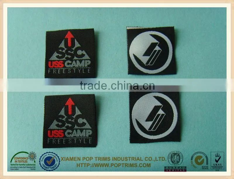 Famous woven logos for clothing label tags