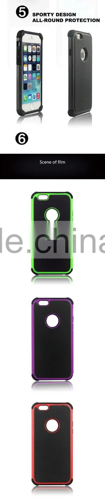 Fashion 2 in 1 Armor mobile cell phone case for iphone 6 6s PC+TPU cell phone cover