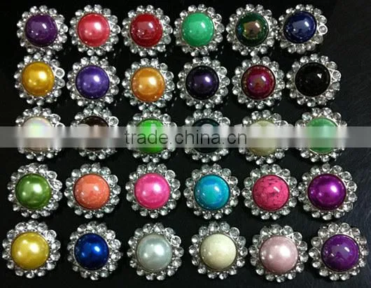 Hot sale new style acrylic rhinestone button flower shape sewing silver plating for flower center DIY crafts