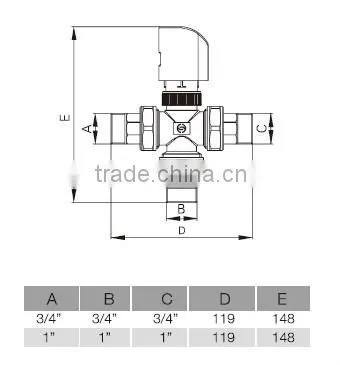 underfloor heating ISO228 nickle-plate brass mix water valve