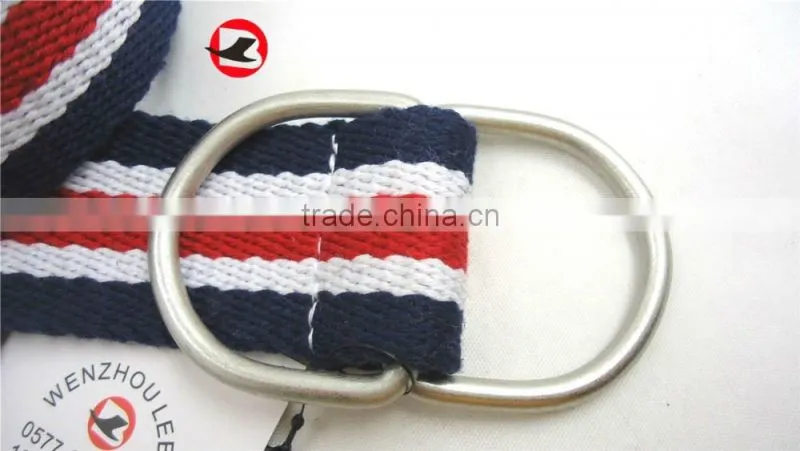 100% cotton webbing belt with iron D-ring