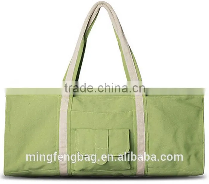 2015 New Custom High Quality Large Capacity Tote and Sling Shoulder Cotton Canvas Yoga Bag for Women