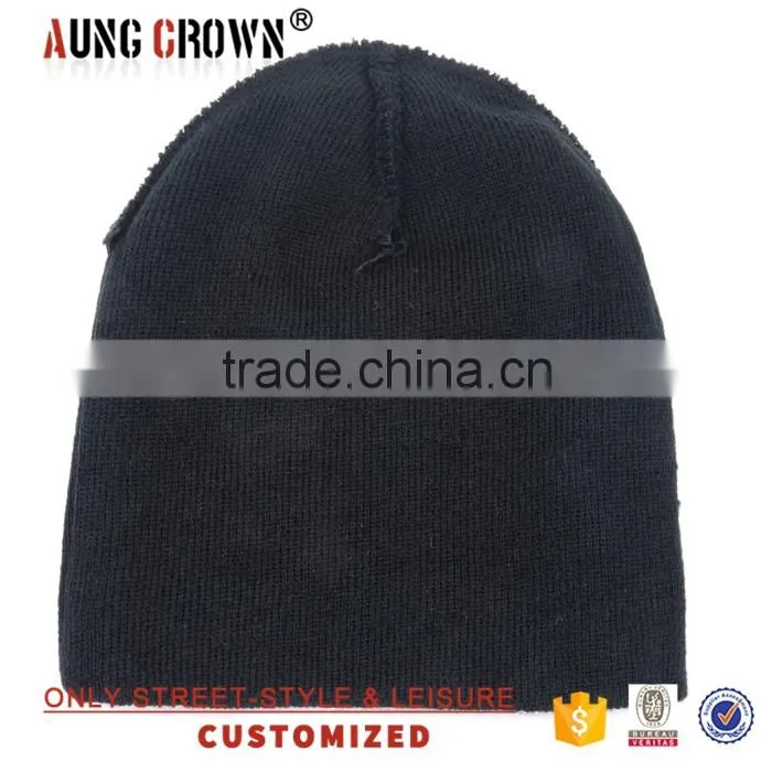 100% acrylic knit 3d embroidery beanie
