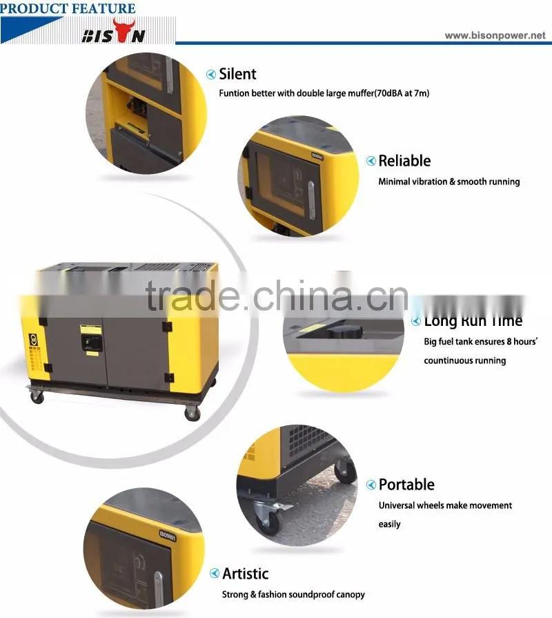 BISON CHINA Diesel Generator 10kva Single Phase 380v 50hz for Sale